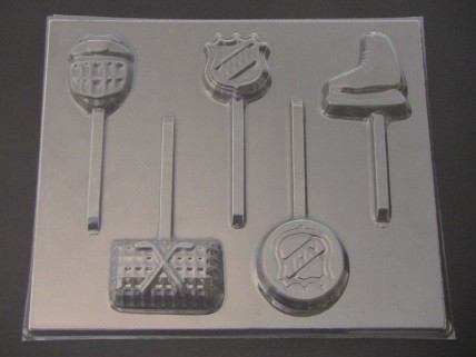 1424 Hockey Theme Chocolate or Hard Candy Lollipop Mold